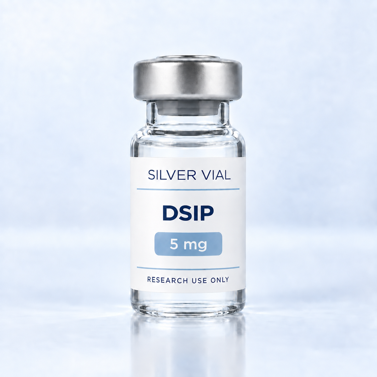 Флакон Silver Vial DSIP 5 mg за изследователска употреба