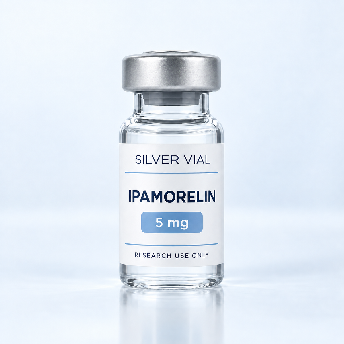 Флакон Silver Vial Ipamorelin 5 mg за изследователска употреба