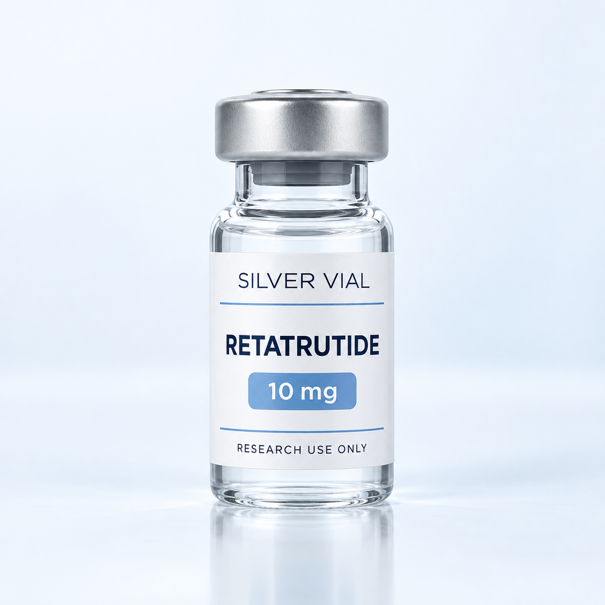 Флакон Silver Vial Retatrutide 10 mg за изследователска употреба