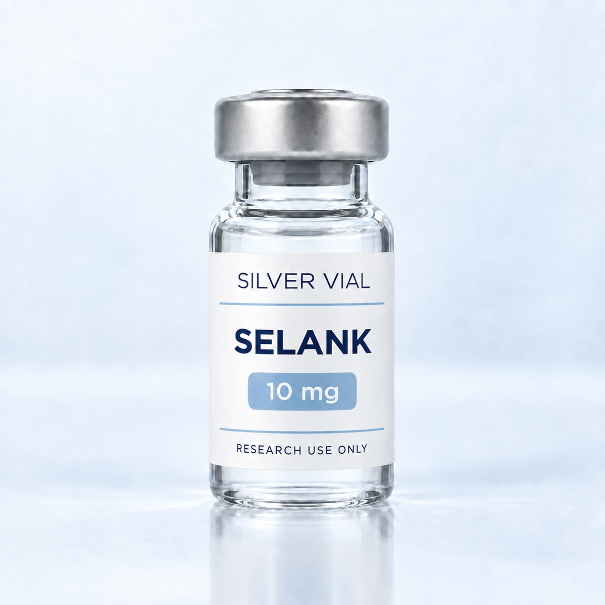 Флакон Silver Vial Selank 10 mg за изследователска употреба