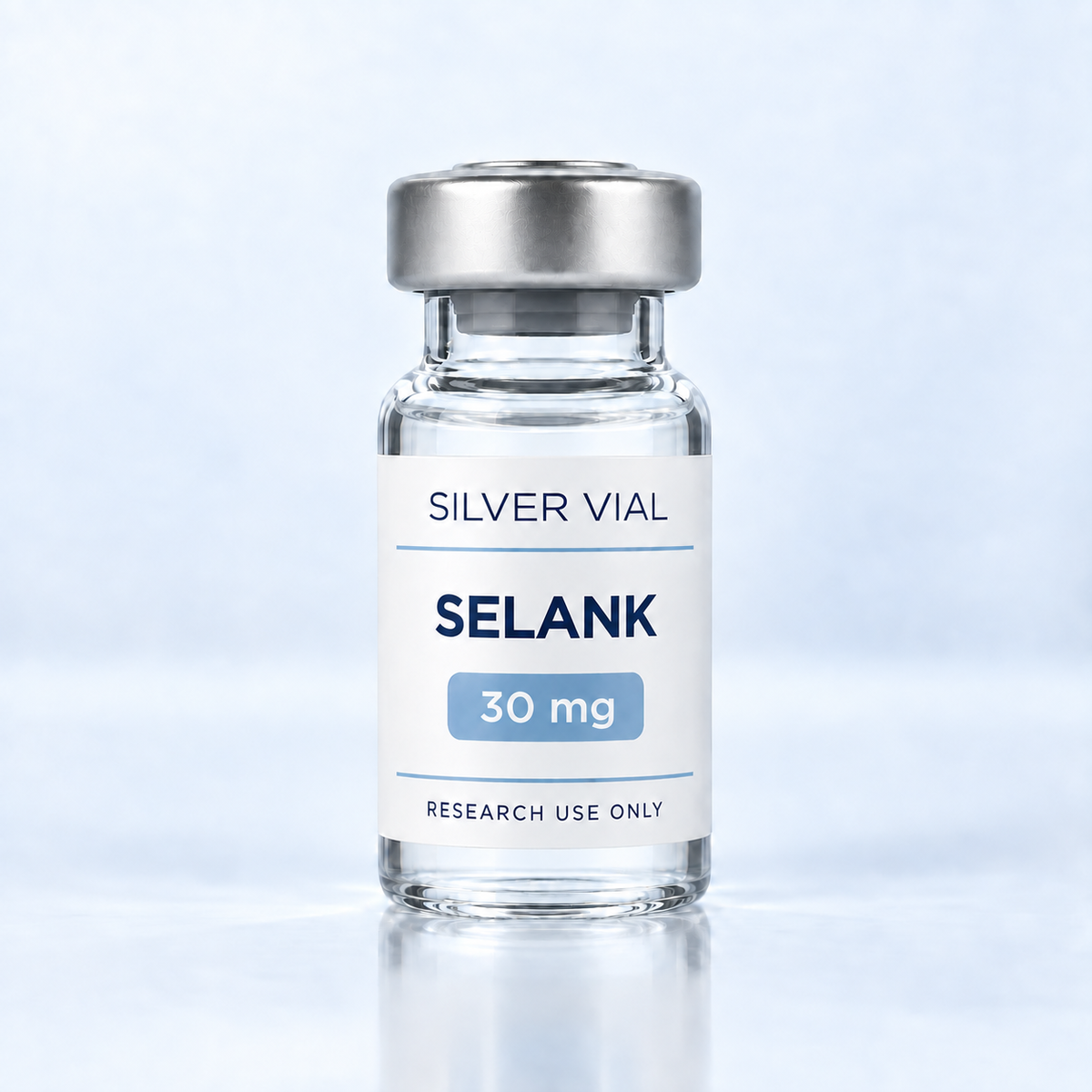 Флакон Silver Vial Selank 30 mg за изследователска употреба