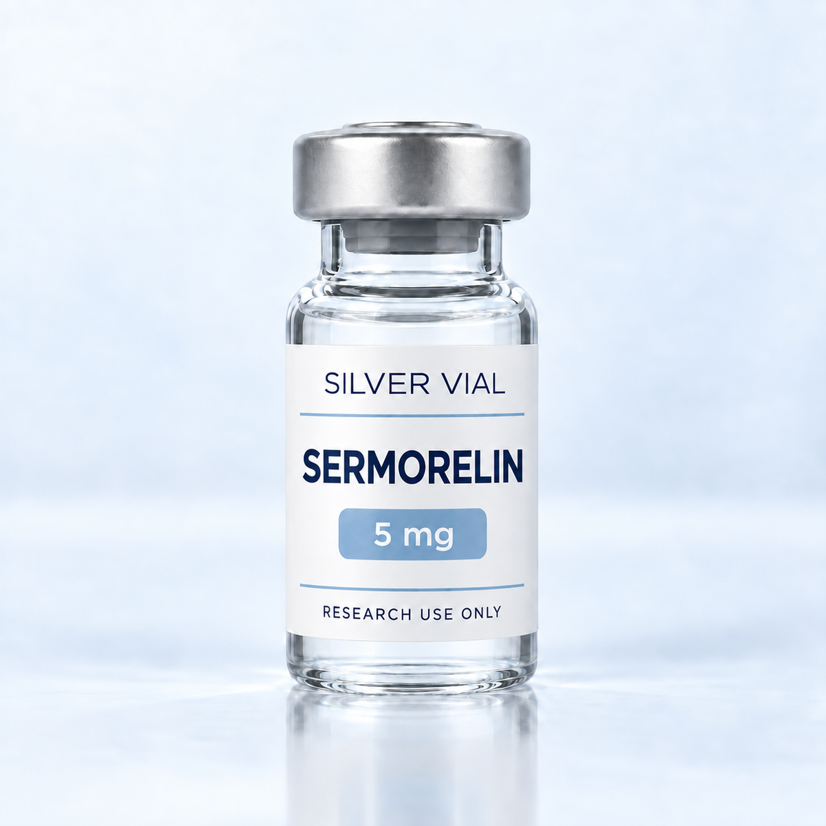 Флакон Silver Vial Sermorelin 5 mg за изследователска употреба