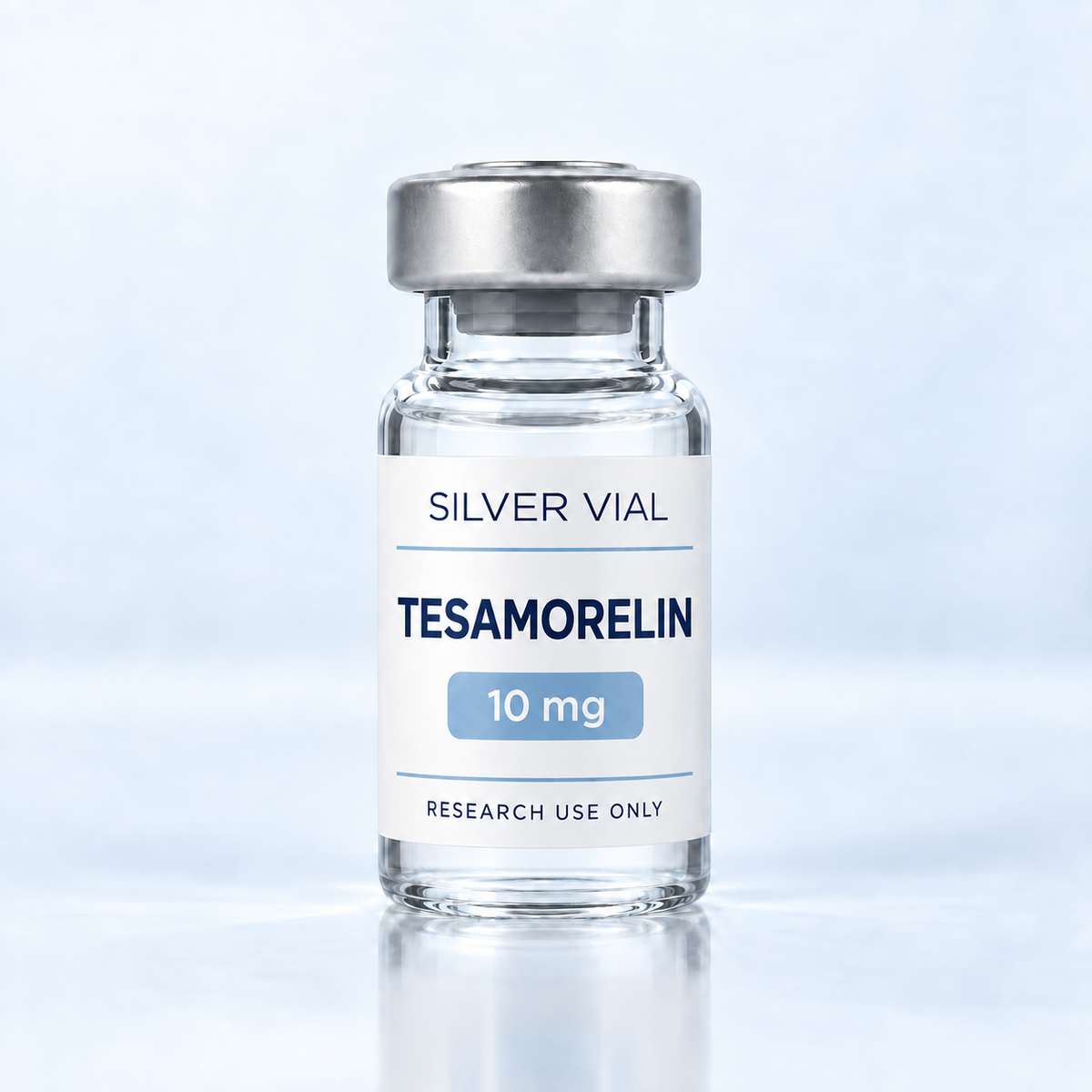 Флакон Silver Vial Tesamorelin 10 mg за изследователска употреба